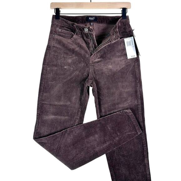 OAT Dark Brown Academia Women’s Corduroy High Rise Straight Leg Pants Size 27 - Picture 1 of 13